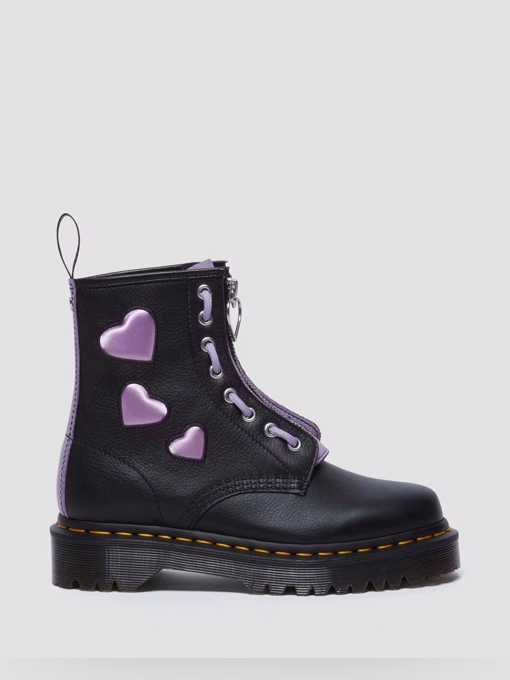 Dr. Martens Zip Heart Virginia Satin Lux Lace Up Boot